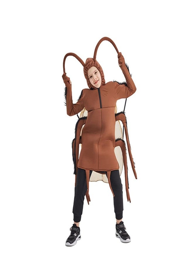 STIOEDYUAN Kids Cockroach Costume for Boys Girls Halloween Costume One Piece Outfit Funny Gag Gift Zipper Hood Novelty (Brown, One Size) - Image 5